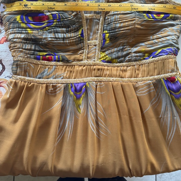 Peacock Print Silk Gown - Picture 8 of 9